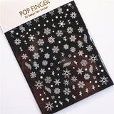 Sliver Bronzing 3D Christmas Nail Art Decoration Sticker Sparkly White Colorful Glitter Geometry Snowflake Winter Slider Foil