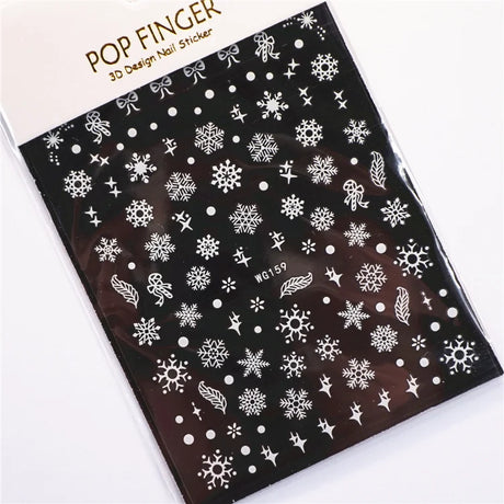 Sliver Bronzing 3D Christmas Nail Art Decoration Sticker Sparkly White Colorful Glitter Geometry Snowflake Winter Slider Foil