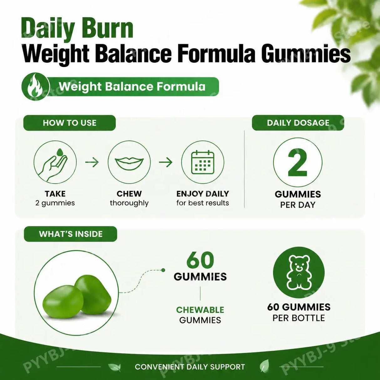 Docteat Daily Burn Gummies, Weight Balance, Metabolic Support, Digestive Comfort, Antioxidant, Energy & Vitality - 60 Count
