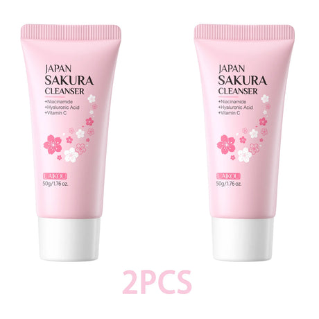 Laikou Sakura Facial Cleanser Deep Cleansing Pores Oil Control Moisturizing Brightening Face Wash Gentle For All Skin Types 50g