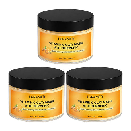 120g Turmeric Clay Mask, Deep Cleansing Formula, Effectively Controls Oil, Tightens Pores, Fades Dull Complexion and Rough Skin