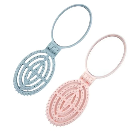 2-in-1 Foldable Comb Mirror Mini Portable Scalp Massage Comb Perfect for Travel Outgoing Use Easy to Carry Ideal Gifts