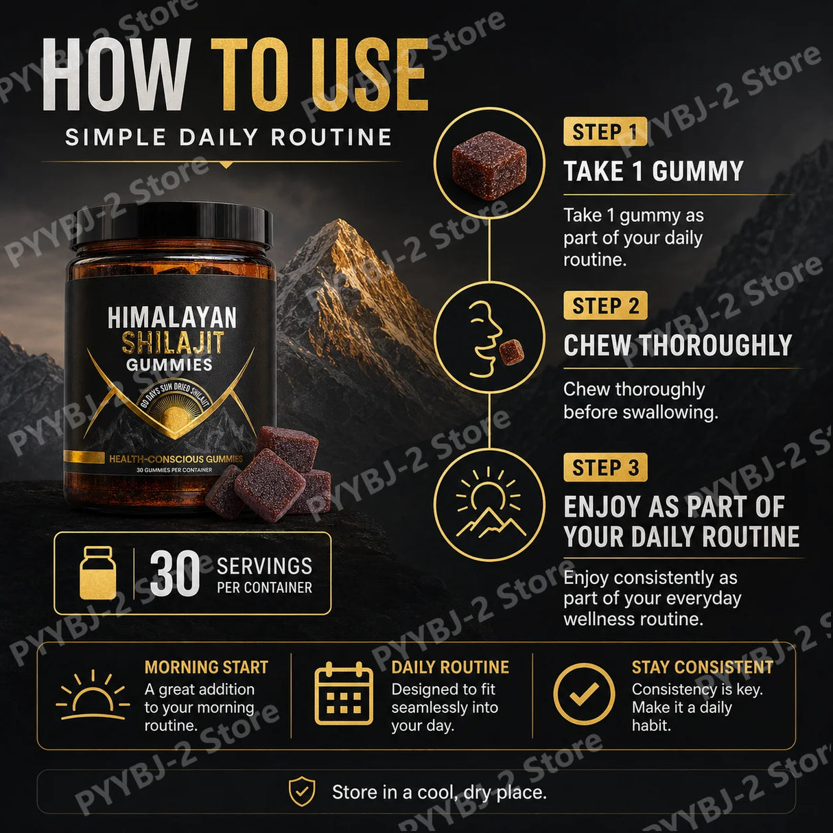 Shilajit Gummies Support Energy and Vitality Berry Flavor with Pomegranate & Honey ExtractDaily Wellness Support 30 Gummies