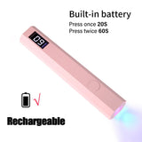 LULAA Cordless Nail Lamp with Stand Handheld UV Light with LCD Display for Gel Nails Rechargeable USB Nail Dryer for Fast Curing