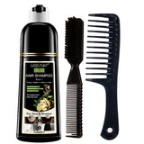 200ml 3 In 1 Natural Herbal Hair Dye Shampoo Black Dark Brown Cover Gray Deep Nourishing Fast Hair Coloring Cream for Women Men