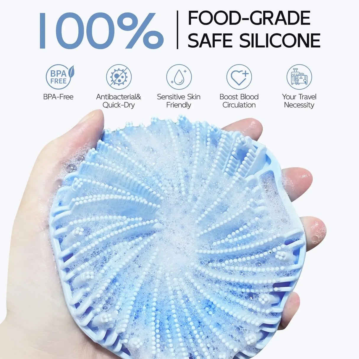 Bath Soft Silicone Back Brush Bath Shower Sponge Scrubbing Brush with Handle Exfoliating Scrub Skin Massager Exfoliating Brushes