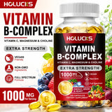 Vitamin B Complex Supplement, Rich in B1, B2, B3, B5, B6, Biotin, Strength Energy, Support Brain & Heart, Promote Metabolism