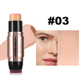 Double Head Highlighter Stick Contour Stick Waterproof Natural Silky Smooth Face Contouring for Nose Shadow With Makeup Brushes