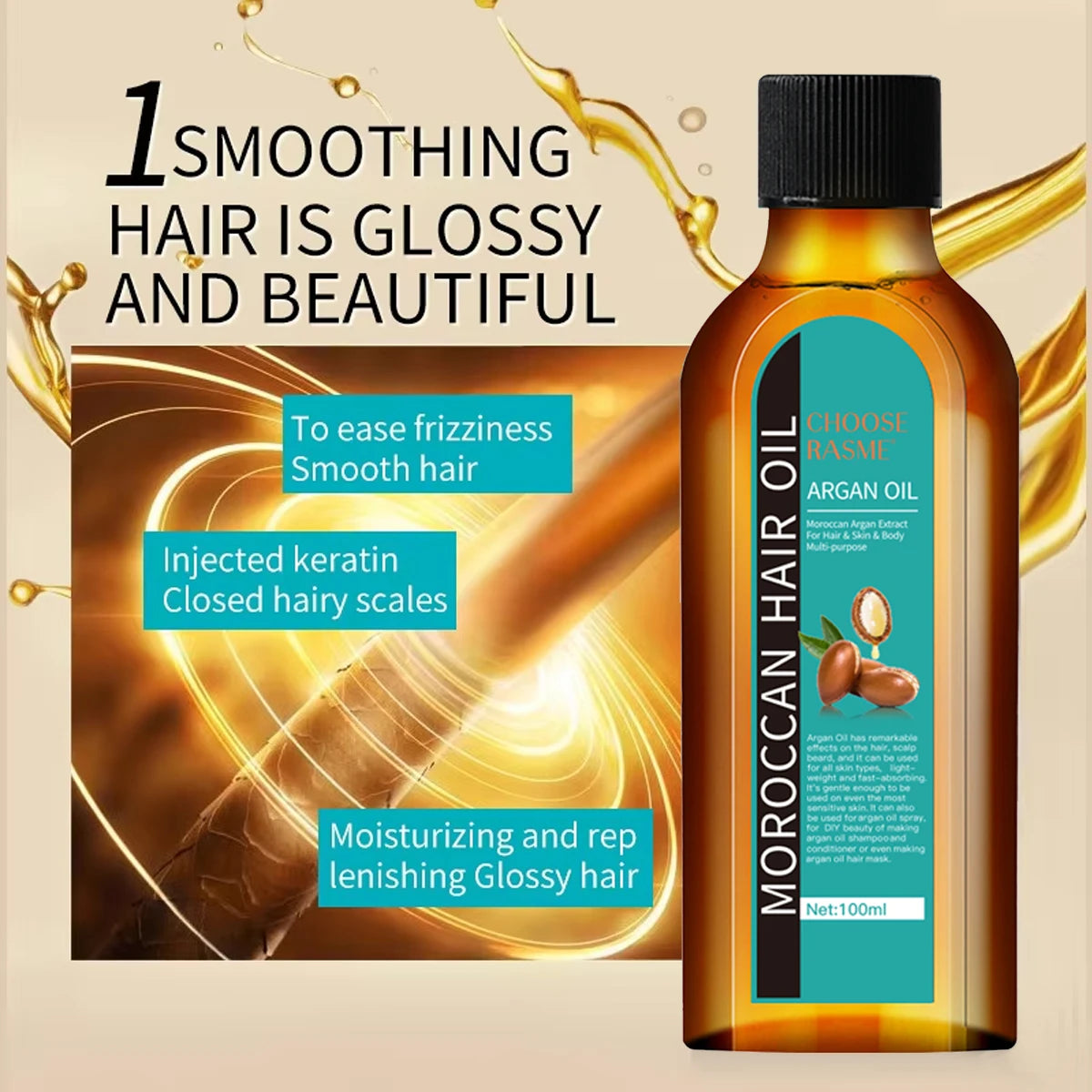 Quick Repair Hair Care Essential Oil, Silky Moisturizing Oil, Nourishing And Long-Lasting Moisturizing To Improve Dryness