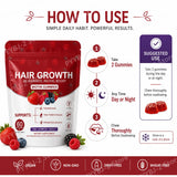 Women Hair Growth Vitamin Gummies Healthy Nourishment with Biotin Collagen Botanical Extracts Also for Skin Nail Care 60count