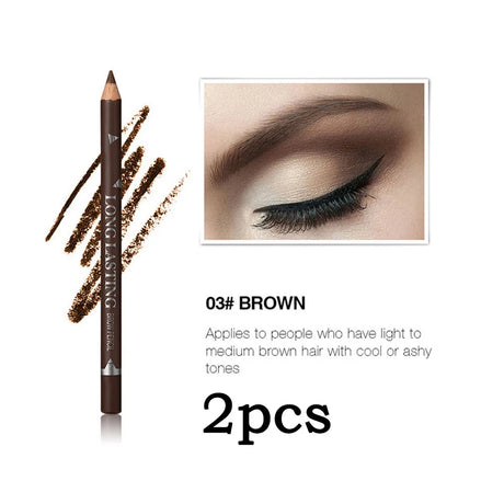 2pcs MENOW 3 Colors Long Lasting Waterproof Eyebrow Pencils Double Use Wooden Pole Eyeliner Permanent Makeup Tattoo Accessories