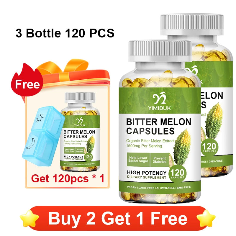 Pure Bitter Melon Capsules, with Ginseng & Chromium, Support Pancreatic Health, Glycemic Stability, Daily Energy & Vitality