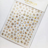 Sliver Bronzing 3D Christmas Nail Art Decoration Sticker Sparkly White Colorful Glitter Geometry Snowflake Winter Slider Foil