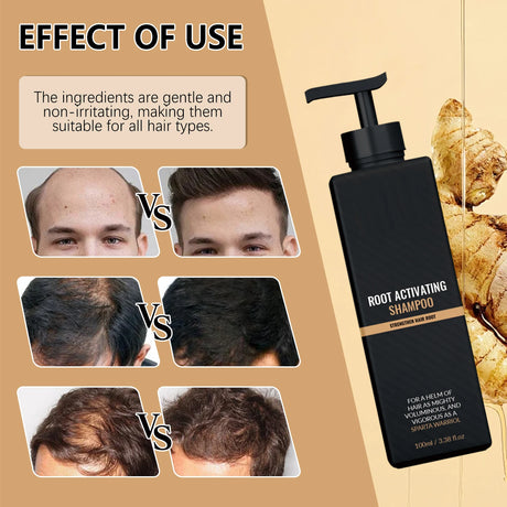 Men Shampoo Scalp Care Shampoo Deep Cleansing Ginger Licorice Volumizing Daily Hair Wash Improve Volume Thinning Hair 100ml