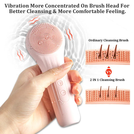 Sonic Waterproof Facial Cleansing Brush Rechargeable Scrubber Exfoliating Vibrating Deep Clean Face Cleaner Skin Care Tool