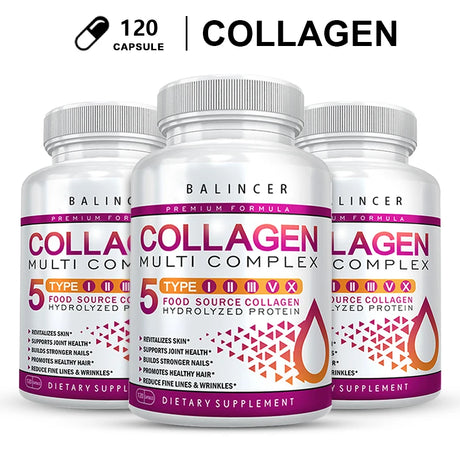 Multi Collagen Supplement - Skin Care Capsules, Firming Skin, Promoting Hair and Nail Growth, Anti-oxidant