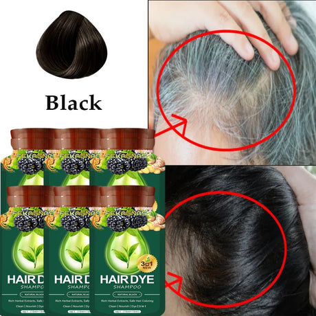 Pure Natural Herbal Hair Dye Shampoo Change Hair Color Cover Gray Hair White Hair Treatment Bubble Plant Hair Dye Hair Care
