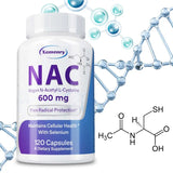 NAC Capsules 600mg - Support Skin Health, Antioxidant, Detox, Enhance Immunity - Non-GMO