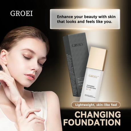 GROEI Changing Foundation SPF 15 - 30ml Adaptive Color Makeup, Auto-Match Your Skin Tone, Lightweight Cover Blemishes & Redness