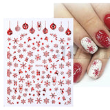 Sliver Bronzing 3D Christmas Nail Art Decoration Sticker Sparkly White Colorful Glitter Geometry Snowflake Winter Slider Foil