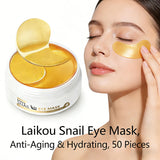 LAIKOU Snail or Sakura Under Eye Mask Anti Aging Hydrating Reduce Dark Circles Puffiness 50 Pieces for Daily Eye Care