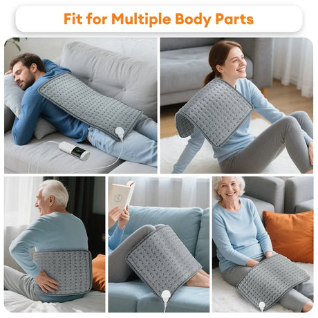 Electric Heating Pad with 9 Heat Settings 4 Timers, Soft Plush USB Washable Heated Mat for Back Neck Belly Office Home