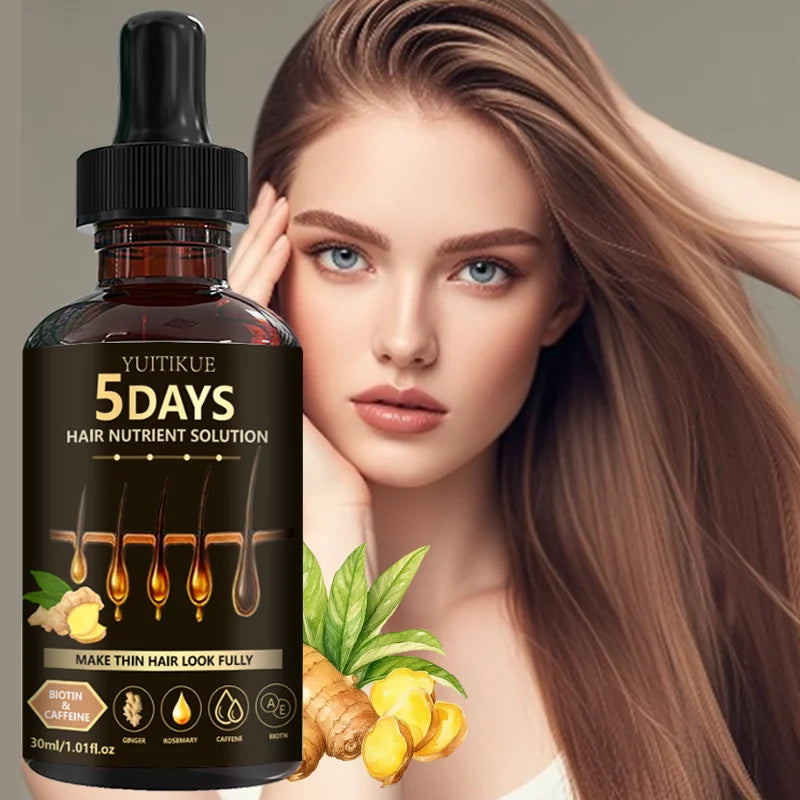 YUITIKUE Hair Nutrient Serum - Infused With Biotin, Caffeine & Ginger, Nourishes For Fuller-Looking Hair, 30ml