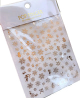 Sliver Bronzing 3D Christmas Nail Art Decoration Sticker Sparkly White Colorful Glitter Geometry Snowflake Winter Slider Foil