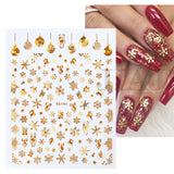 Sliver Bronzing 3D Christmas Nail Art Decoration Sticker Sparkly White Colorful Glitter Geometry Snowflake Winter Slider Foil