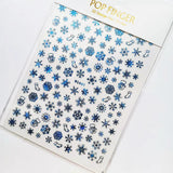 Sliver Bronzing 3D Christmas Nail Art Decoration Sticker Sparkly White Colorful Glitter Geometry Snowflake Winter Slider Foil