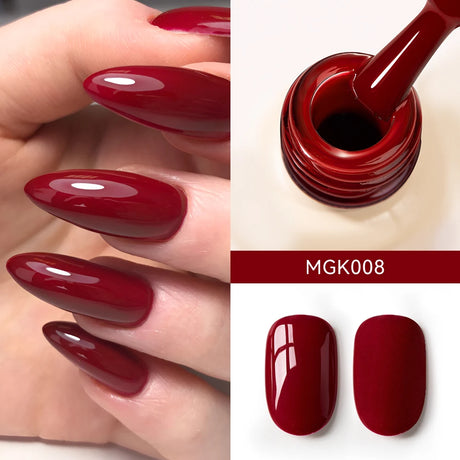 MAYCHAO Cherry Red Gel Nail Polish 12ml Glossy Semi Permanent Soak Off UV LED Frosted Gel Nails Base Painting Varnish