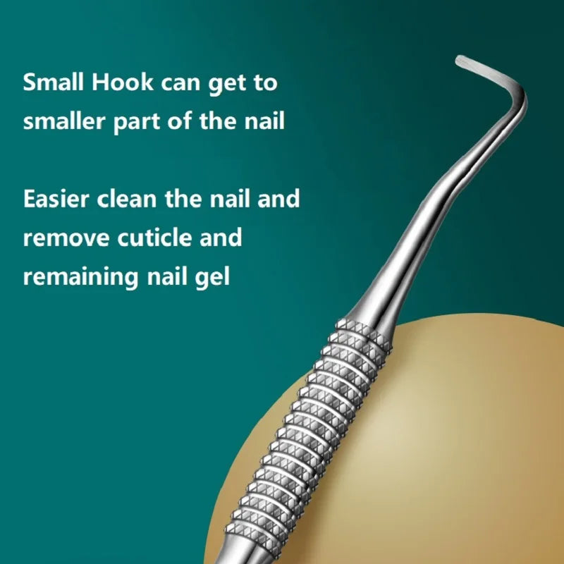 Quality Steel Hook Type Cuticle Pusher Nail Polish Remover Nail Gel Scraper Pedicure Pusher Manicure Podiatry Nail Art Tool