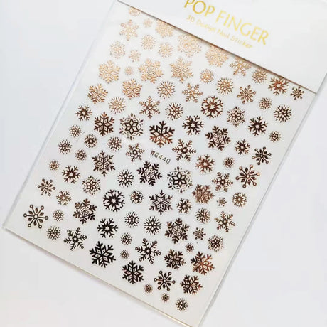Sliver Bronzing 3D Christmas Nail Art Decoration Sticker Sparkly White Colorful Glitter Geometry Snowflake Winter Slider Foil