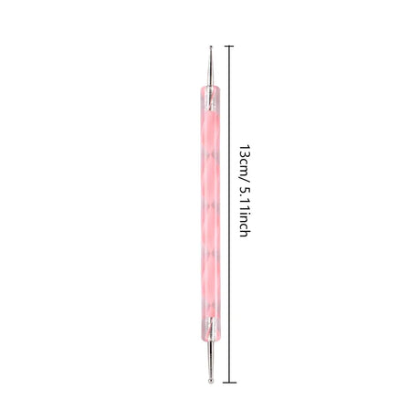 Professional Dual-Use Nail Art Dotting Pen Manicure Tool for Creative Design - Swirl Wood Marbleizing Steel Rhinestones
