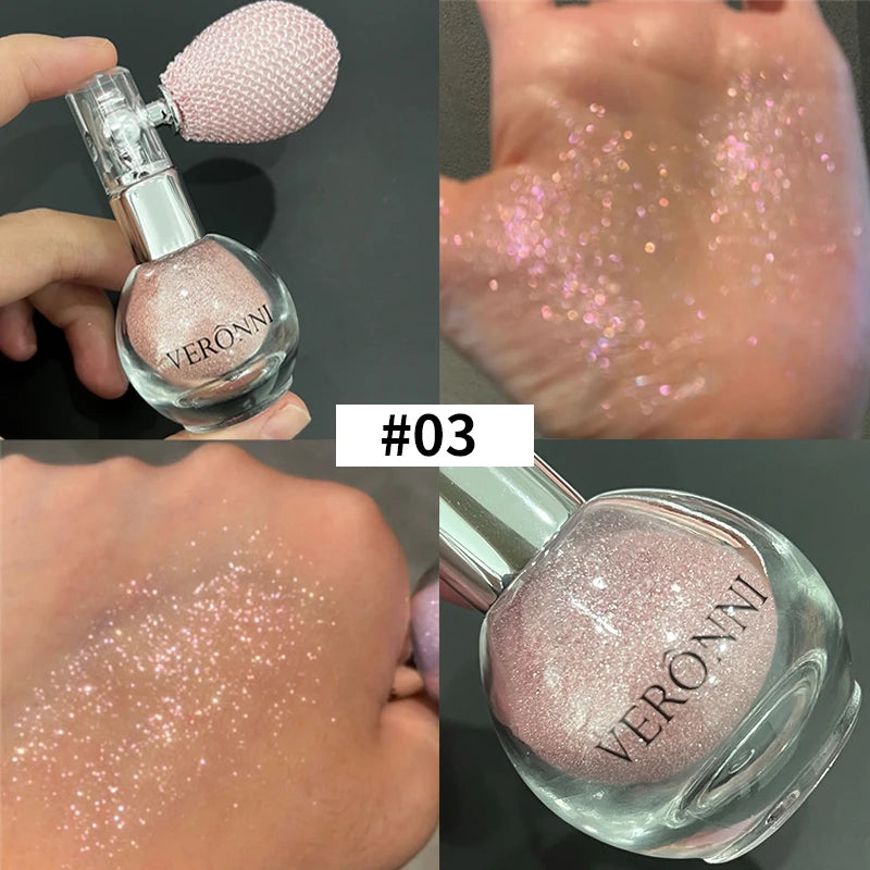 Highlighter Powder Spray Longwear sparkle fairy powder High Gloss Glitter Spray Body Bronzer For Face Body Makeup Cosmetics