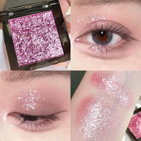 Purple Glitter Eyeshadow Makeup Pearlescent Shimmer Black Eyeshadow Plate Waterproof Long Lasting Monochrome Eyeshadow Cosmetics