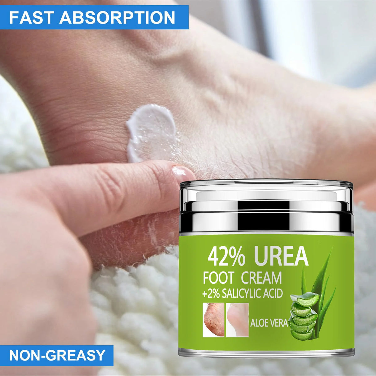Urea Cream 42% Plus Salicylic Acid 2%, Lavender Foot Cream for Dry Cracked Heels Treatment Knees Elbows Hands Repair Treatment,
