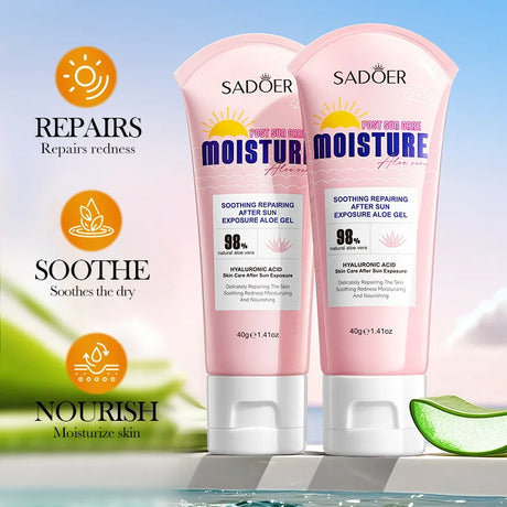 Soothing After Sun Aloe Vera Repairing Gel - Natural Centella & Calendula Infused Fast Absorbing Moisturizer for Sunburn Relief