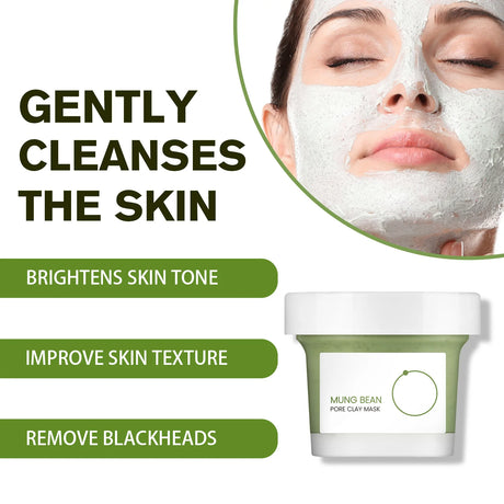 Mung Bean Pore Clay Mask 120ml - Deep Cleansing Face Mask for Blackhead Removal, Skin Brightening & Pore Minimizing