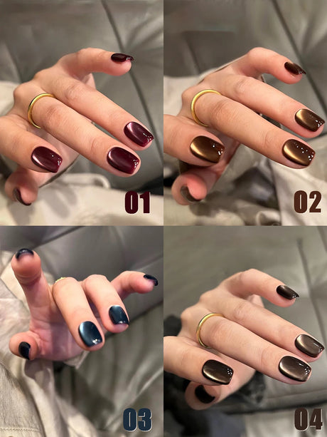 12ml 1-21pcs Brown Gold Cat Eye Gel Nail Polish Hot Selling Winter Whitening Magnet Gel Polish Gold Nails Nail Supplies Nail Art