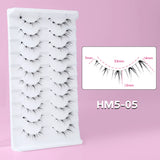 10Pairs Bottom Eyelashes Manga Lower Lashes Clear Band Wispy Small Flame Under Eye Lashes Korean Makeup Cosplay Tools