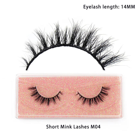 LEHUAMAO 12mm-15mm Short Natural 3D Mink Lashes Fluffy Wispy False Eyelashes 100% Cruelty Free Eyelash Extensio Face Makeup