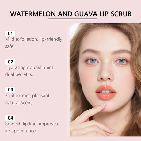 Watermelon Guajava Lip Scrub Natural Fruit Inspired Formula Smoothing Brightening Care For Dry Cracked Lip Repair K-Beauty Care