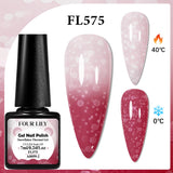 FOUR LILY 7ml Thermal Nail Gel Polish 3 Colors Changing Semi Permanent Soak Off UV/LED Nail Supplies Gel for Manicure Design