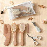 4/6pcs baby Care Set - Newborn Scalp Cleaning Soft Brush, Beechwood Bath Massage Comb, Air Cushion Comb, Nail Clipper, Cutter