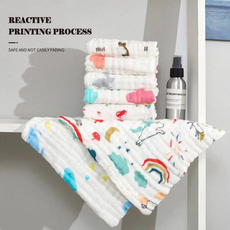 5 PCS Lot Muslin 6 Layers Cotton Soft Baby Towels Baby Face Towel Handkerchief Bathing Feeding Face Washcloth Wipe Burp Cloth