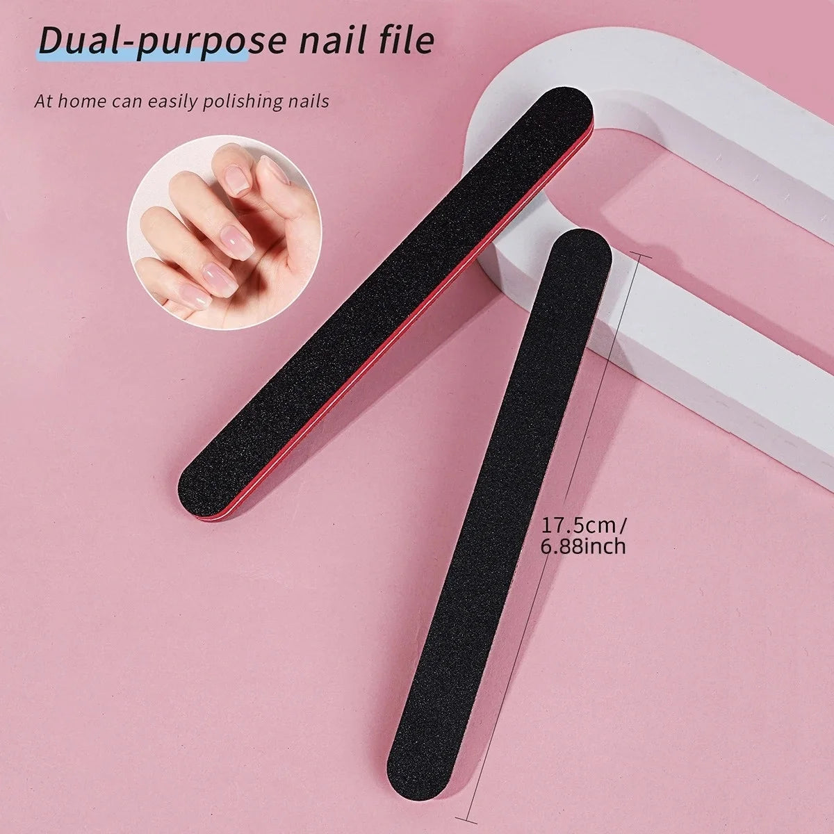 10 Pack Red Core Nail Files Professional Double-Sided 17.8x1.9cm Size for Salon And Home Use