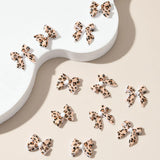 50pcs Leopard Print Bow Nail Art Decorations 10mm 3D Resin Leopard Ribbon Nail Charms Leopard Designs Acrylic Nail Art Supplies