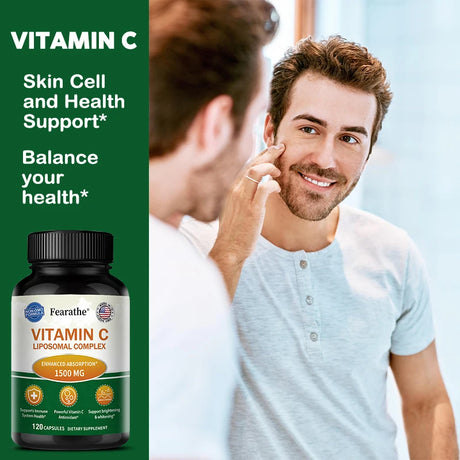 Liposomal Vitamin C Capsules - Powerful Antioxidant, Promotes Collagen Production, Skin Glow, Supports Heart, Immune Health