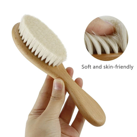 Baby Hairbrush Newborn Wooden Comb Natural Wool Brush Infant Head Massager Bath Brush Kids Comb Birth/Baptism Baby Shower Gift